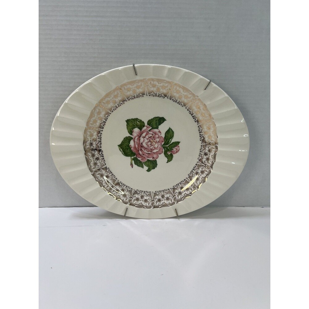 The Cronin China Co. Oval Platter Minerva, Ohio 22 Karat Gold Vintage Roses